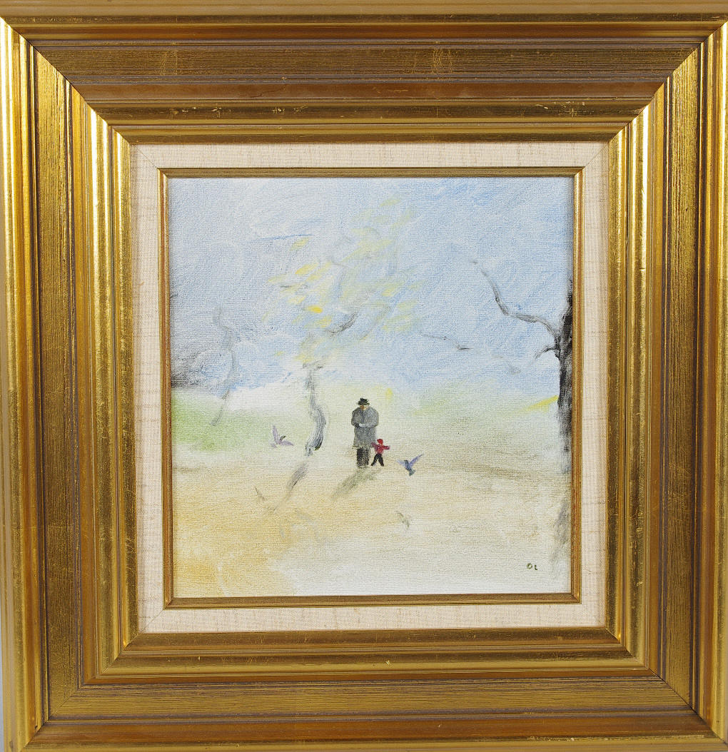 OLLE LINDGREN. Promenad, olja på duk, signerad OL.