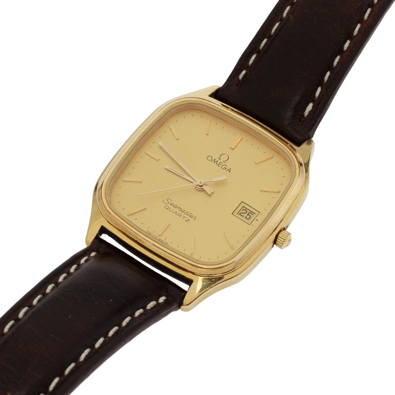 HERRARMBANDSUR, Omega Seamaster, quartz, gulddoublé, cal 1420.