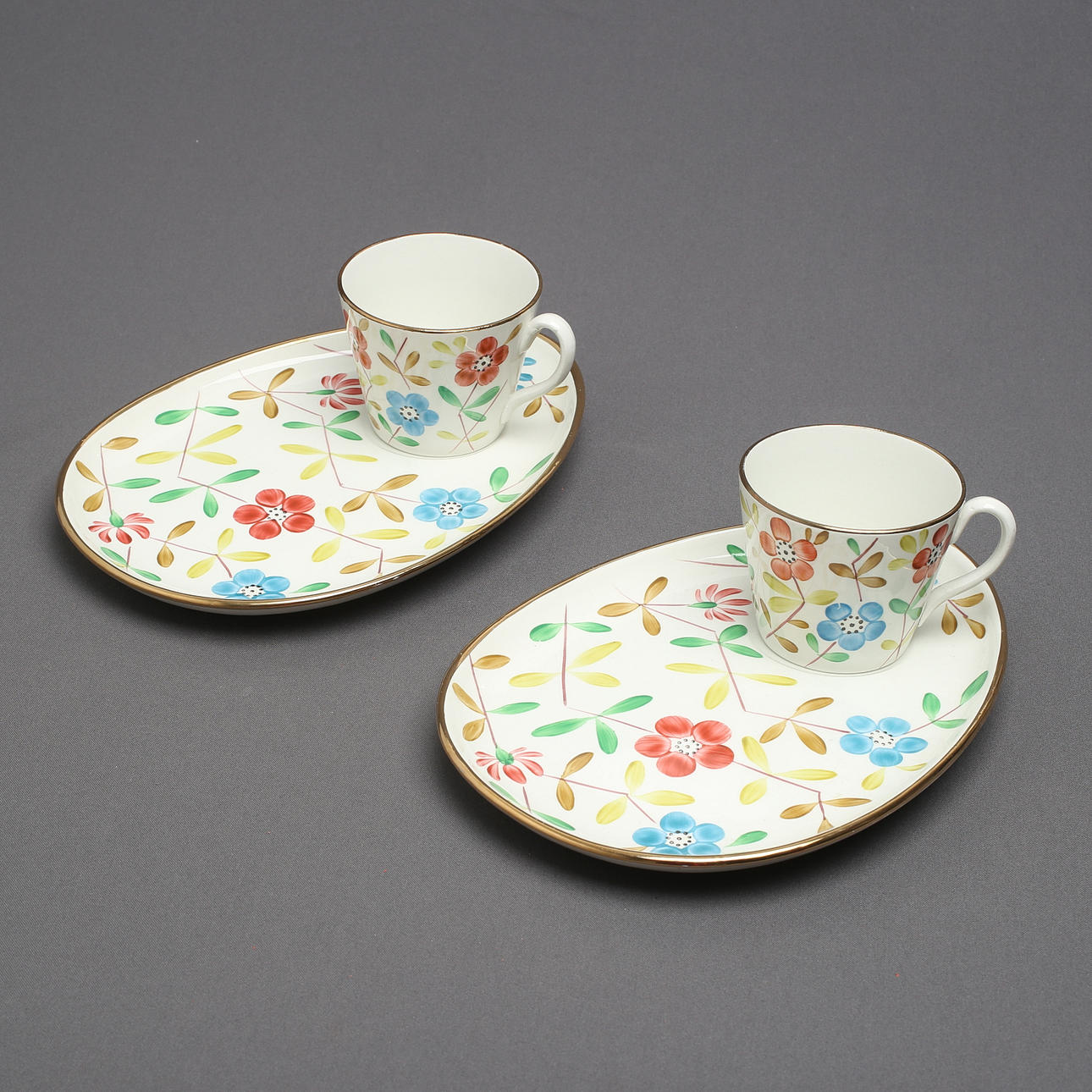 TV CUPS, 2 pcs, flintware, Upsala Ekeby Gefle.