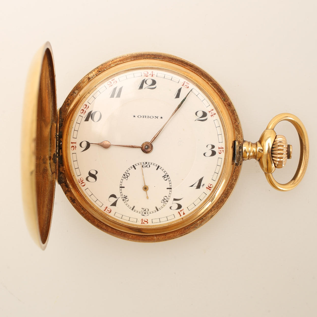 TASKUKELLO, Orion, savonette, 14 karaatin kultaa.