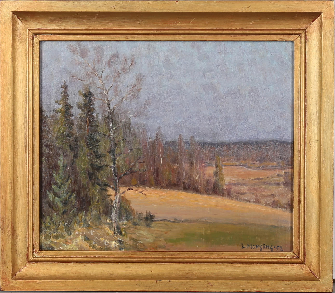 LEOPOLD MORSING. Landskap. Olja på pannå, signerad och daterad -52.