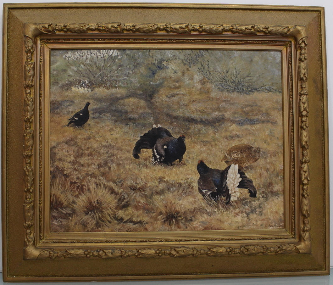 OKÄND KONSTNÄR. "Orrspel". Kopia efter Bruno Liljefors utförd av Evald Janson.