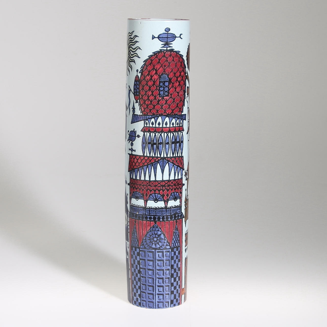 VAS, fajans, "Karneval", Stig Lindberg, Gustavsberg. 1900-talets mitt.