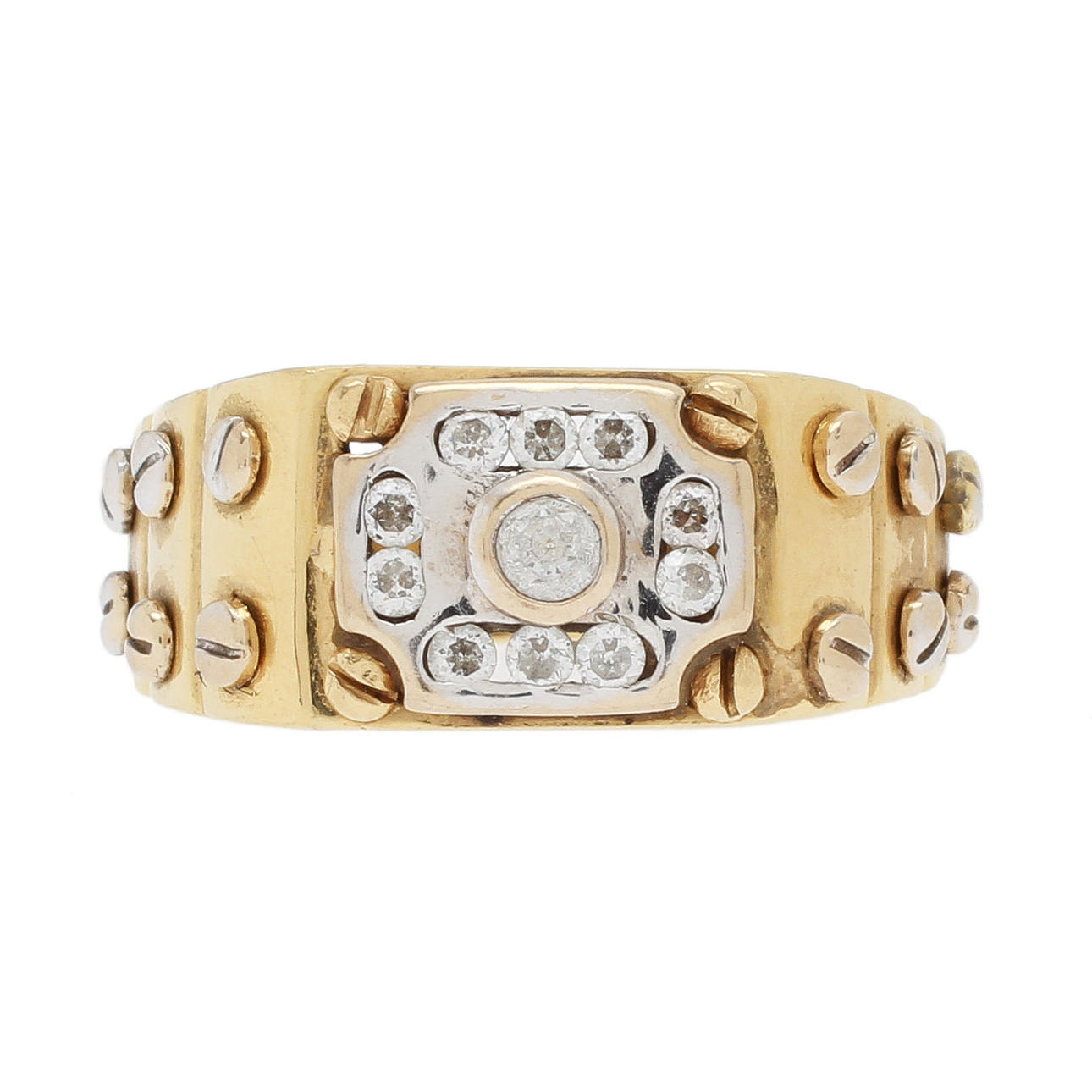 RING, 18k vit- och rödguld med 11 diamanter, totalt ca 0,3ct.10,55g.
