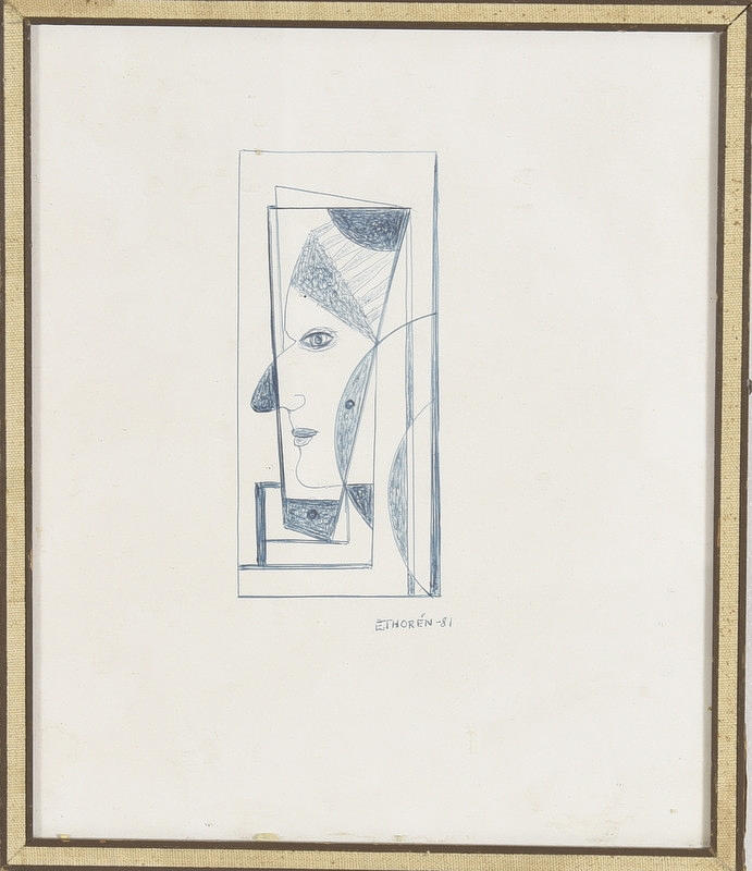ESAIAS THORÉN. Tuschteckning.