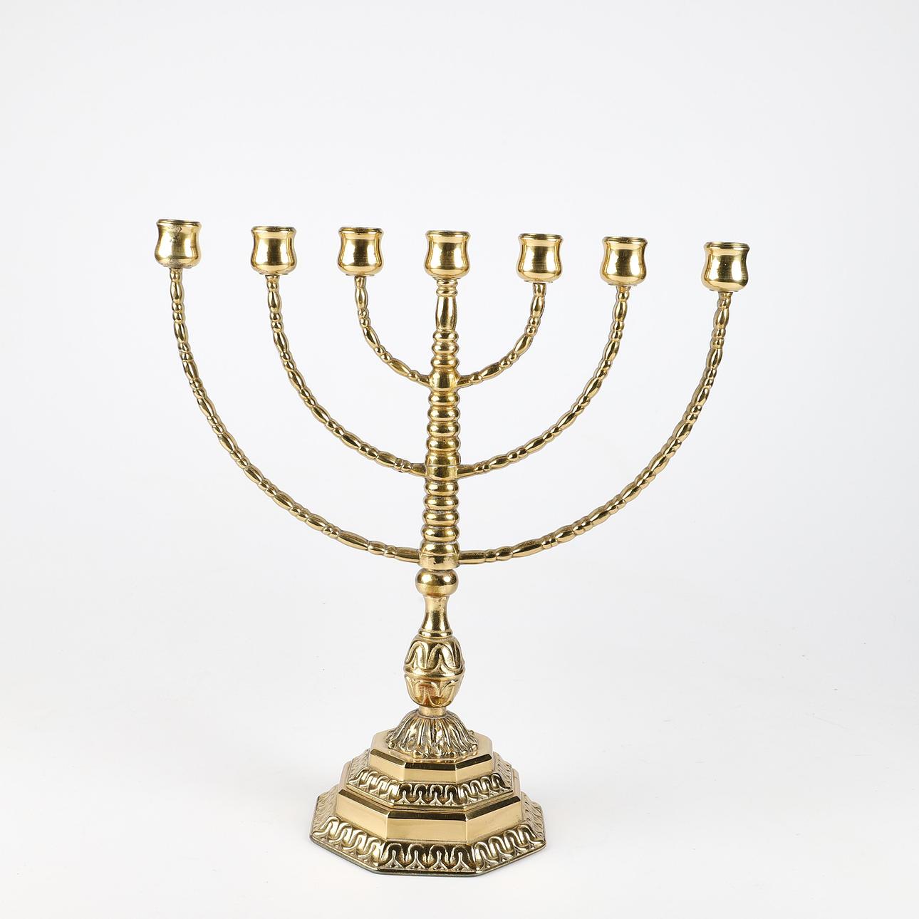 KANDELABER, "Menora", 7-armad, mässing.