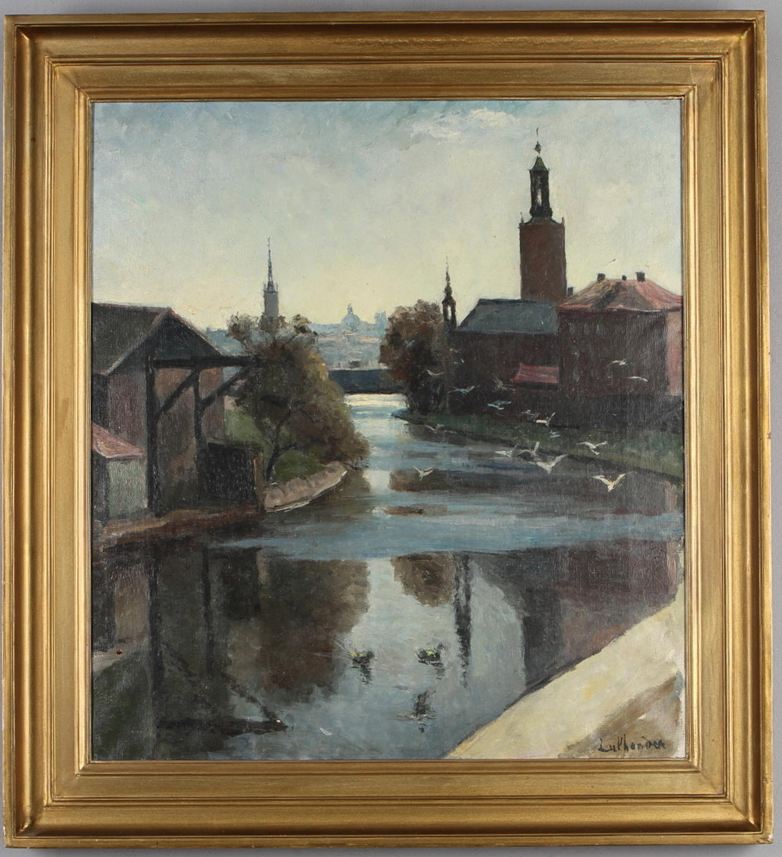 CARL LUTHANDER. Stockholmsmotiv, olja på duk, otydligt signerad.