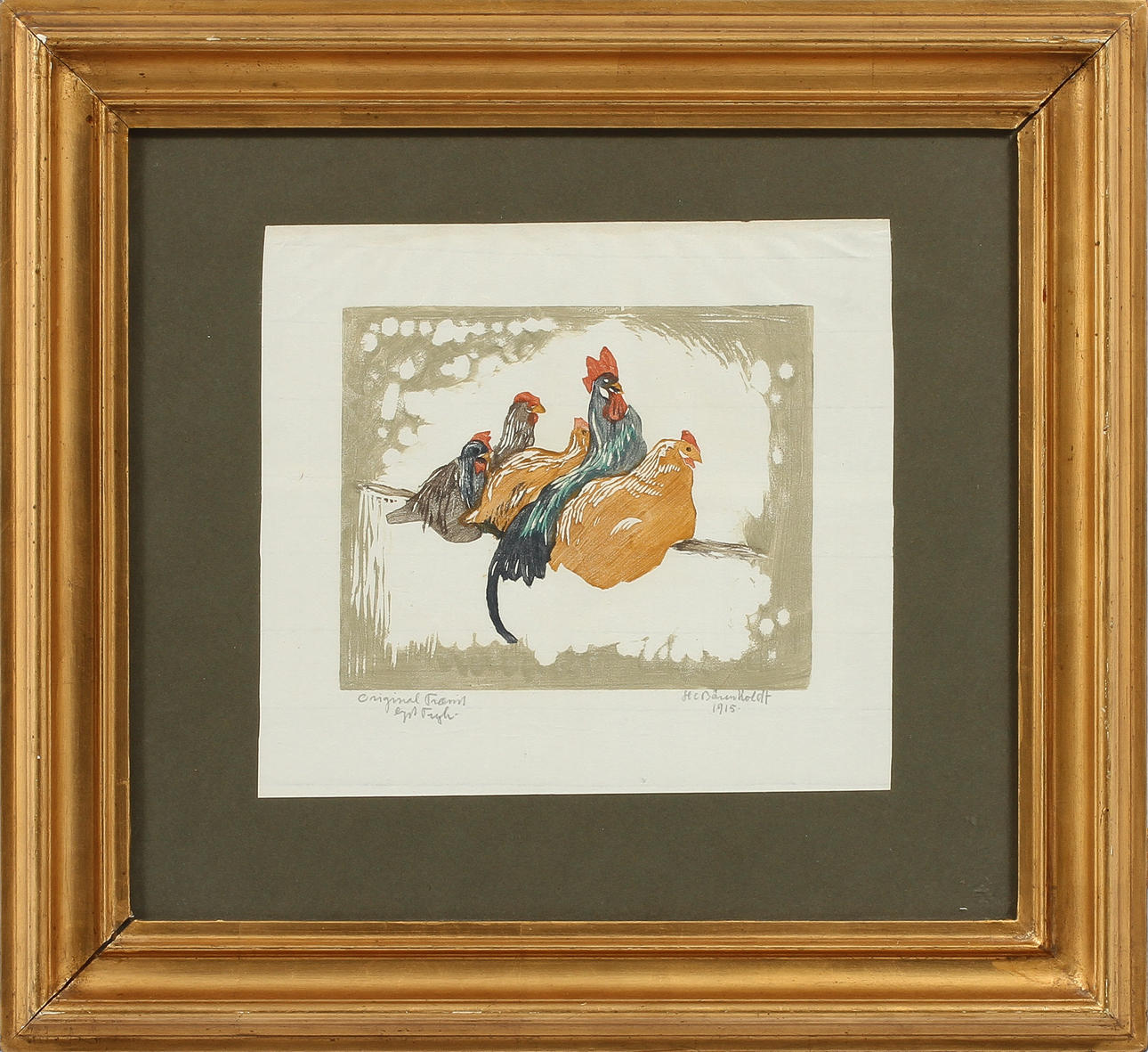 HANS CHRISTIAN BÄRENHOLDT, original faximil, sign o dat 1915.