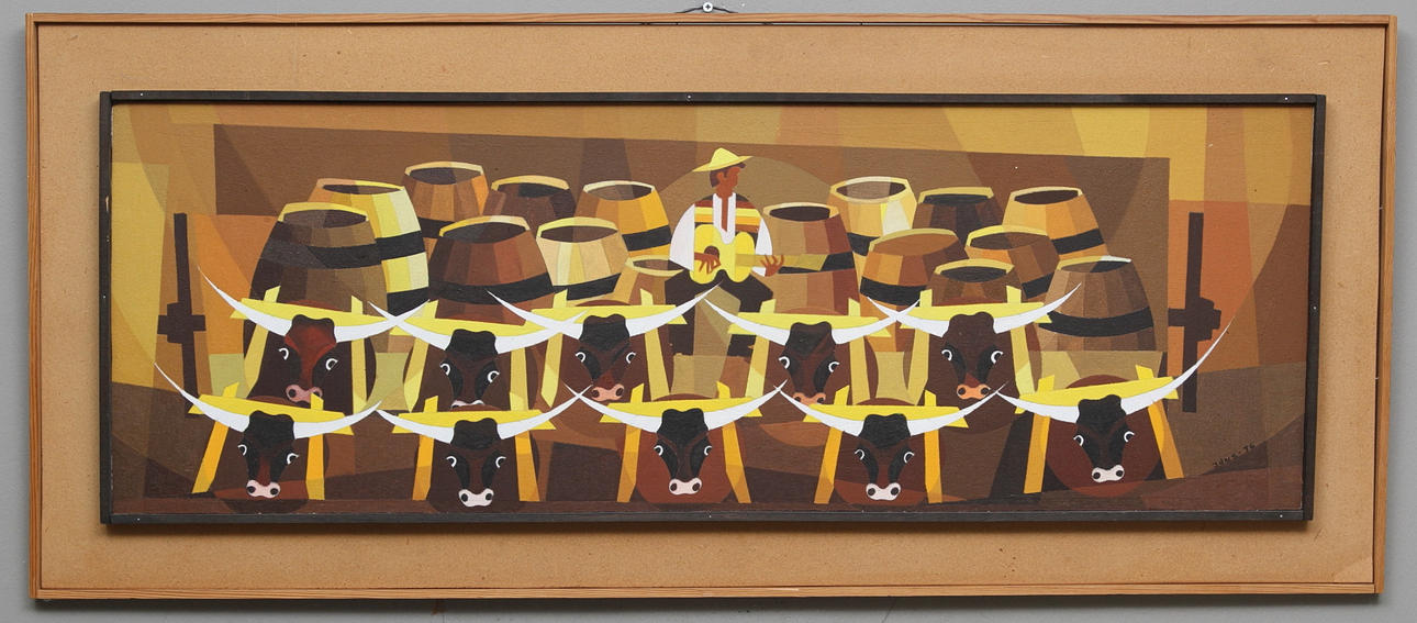 GÖSTA IDÅS. Olja på pannå, "motiv med vintransport"signerad och daterad 76.