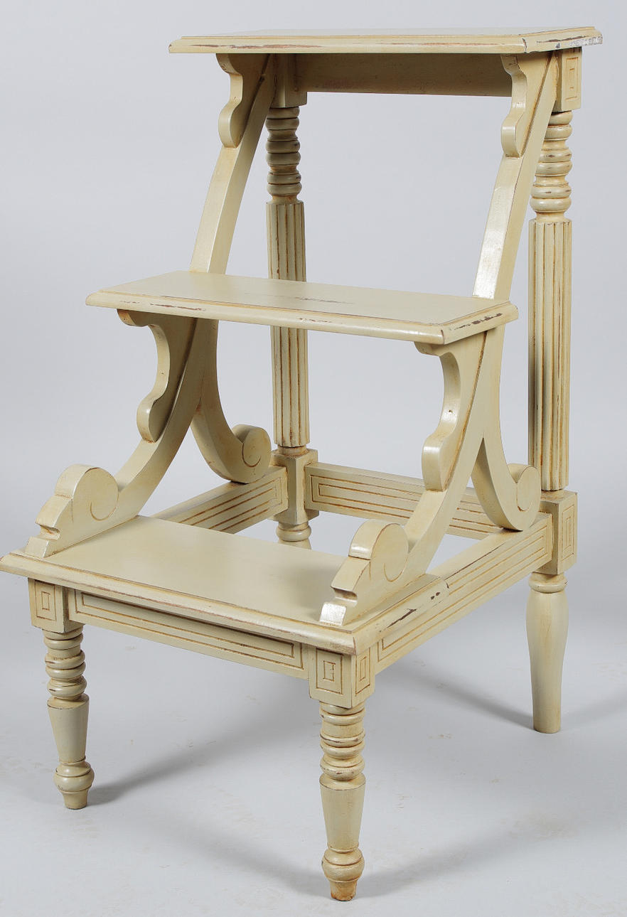 BIBLIOTEKSSTEGE, viktoriansk stil, gråmålad.