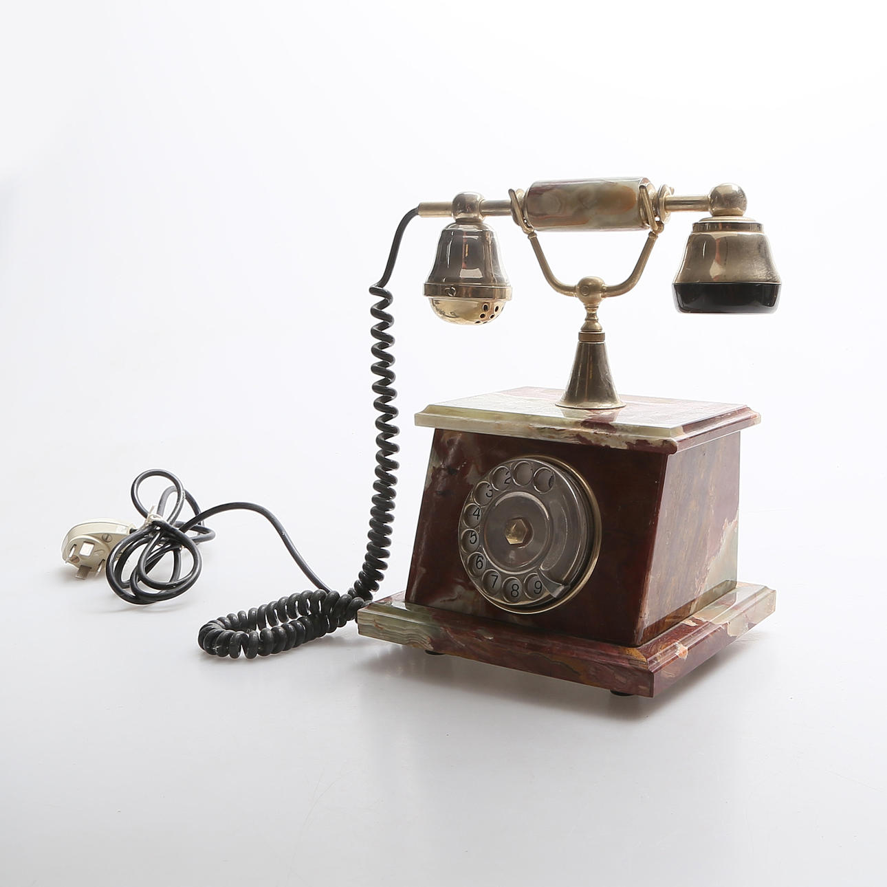 イタリア製 ダイヤル式電話機 アンティーク ダイヤル式風電話 木製