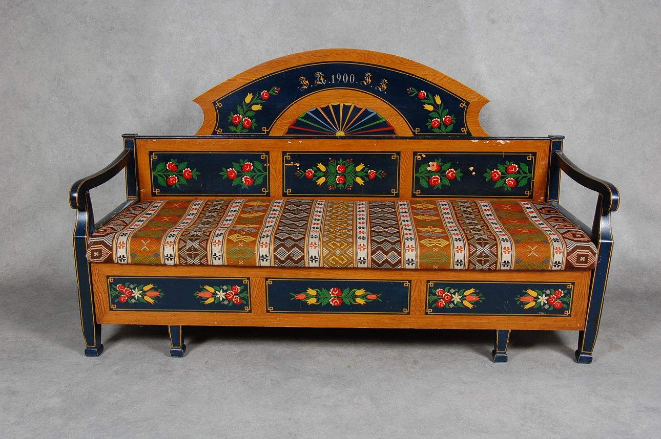 KÖKSSOFFA, Karl Johan, Skåne, bemålad till bröllop år 1900.