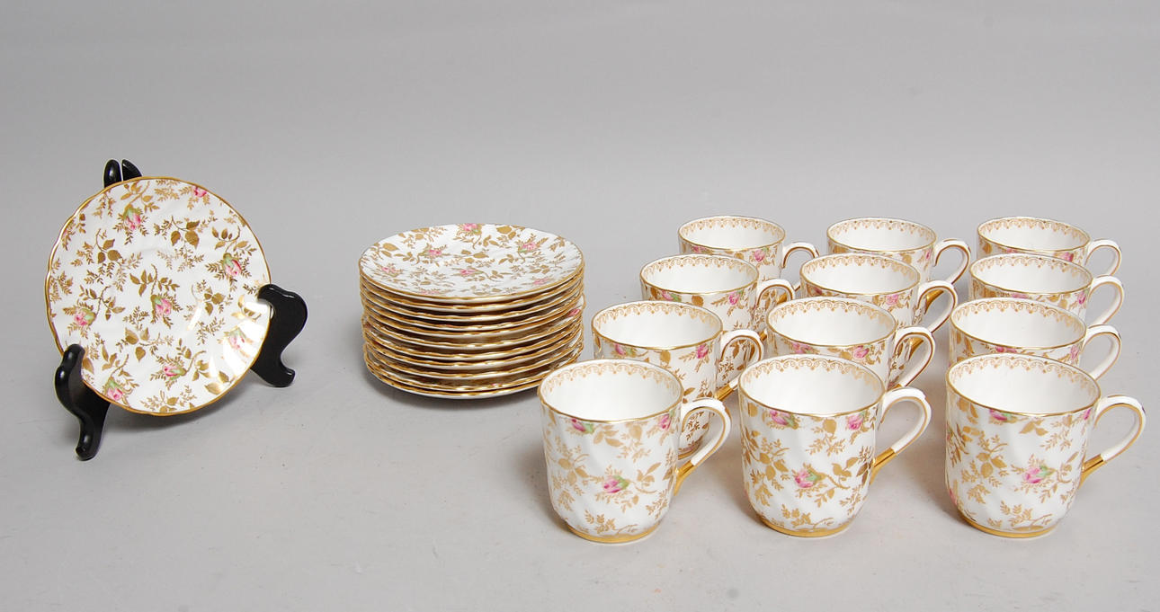 KAFFEKOPPAR, 24 delar, Tuscan benporslin, England.