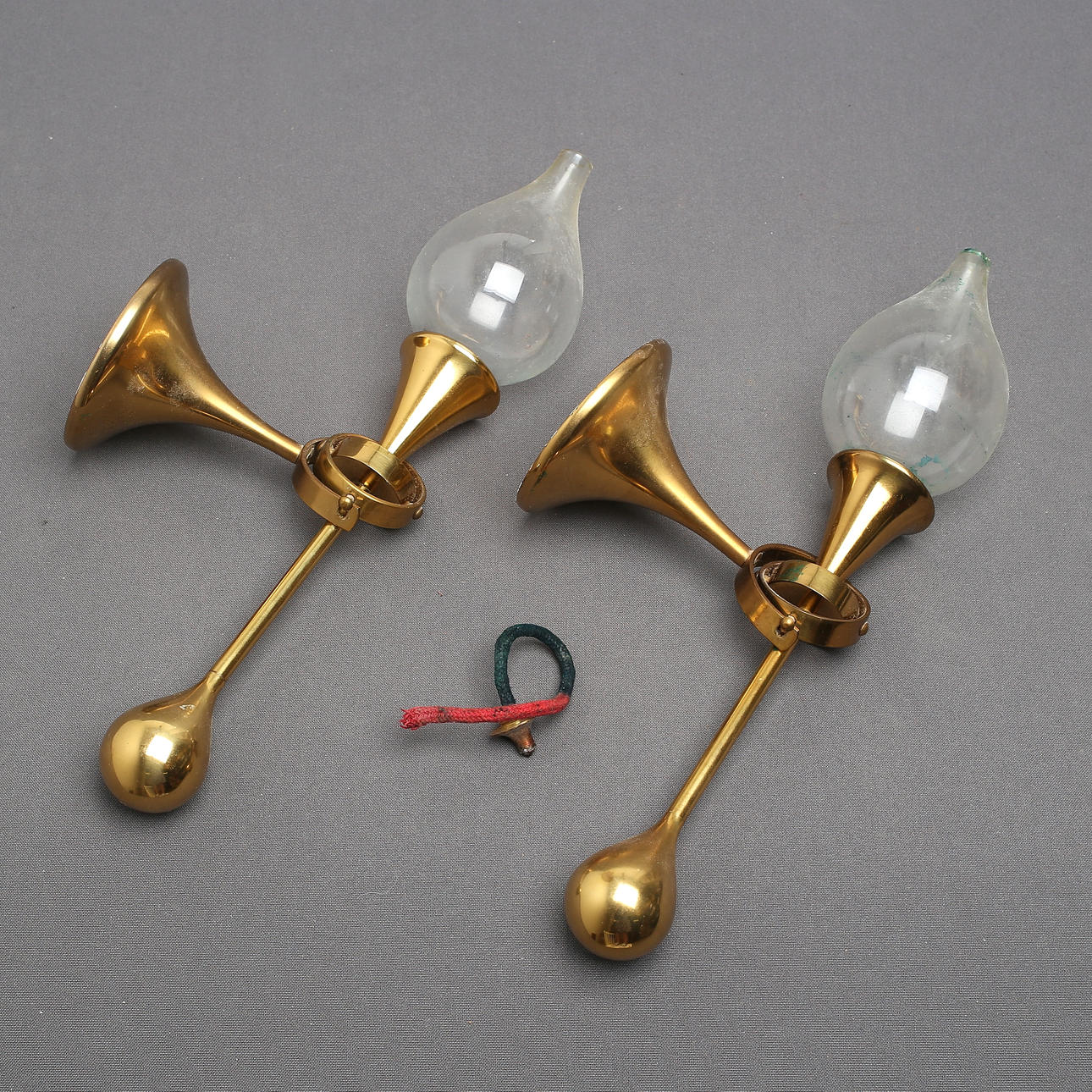 レア！西ドイツ製CDI Clear Dropsオイルランプ未使用品3本 FREDDIE ANDERSEN. Wall oil lamps, a pair, brass, 