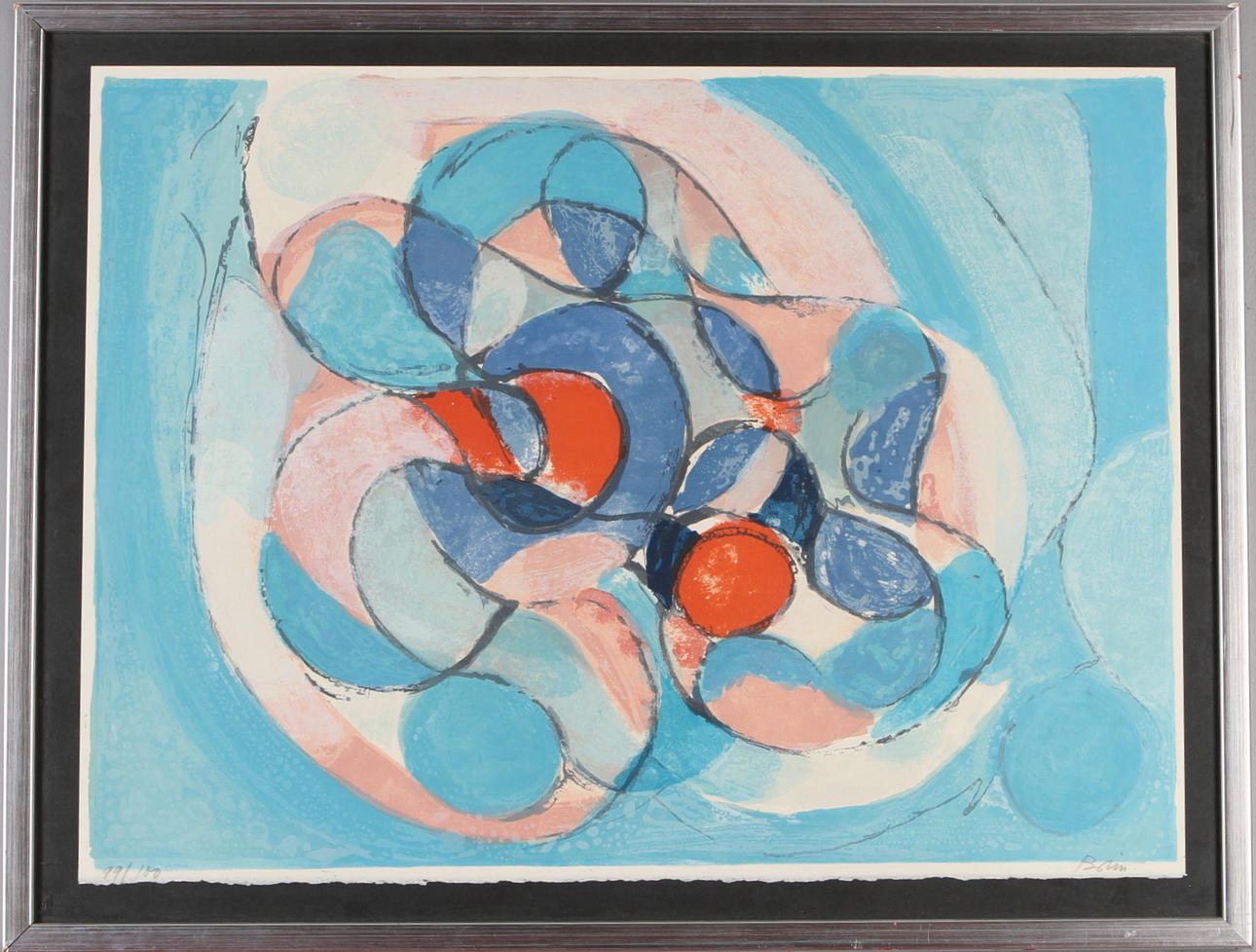 GUSTAVE BOLIN. Komposition, färglitografi, signerad och numrerad 99/100.