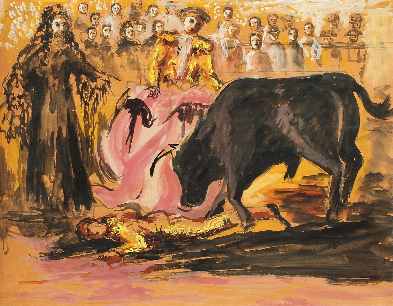 ISAAC GRÜNEWALD (1889-1946). Tjurfäktning. Akvarell.