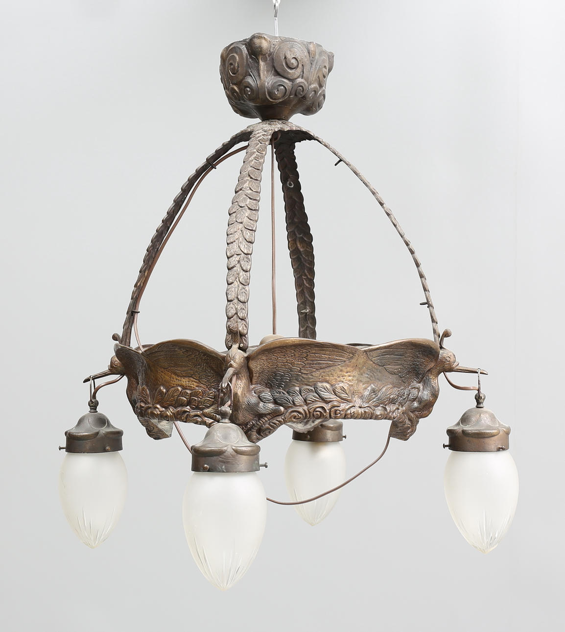 TAKLAMPA, brons, möjligen Alice Nordin, Böhlmarks, tidigt 1900-tal.