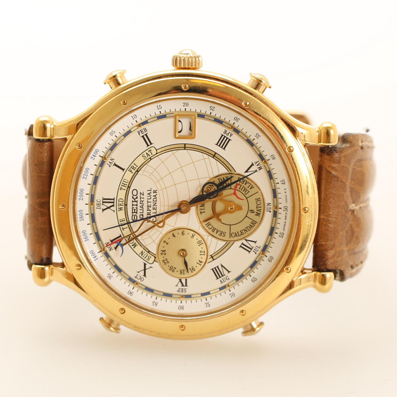 HERRENUHR, Seiko Quartz Ewiger Kalender.