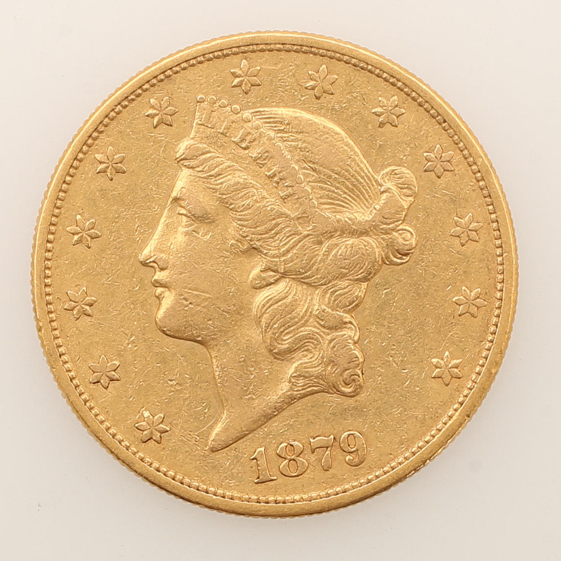 GULD MØNT, 20 dollars, Liberty head double eagle 1879, USA.