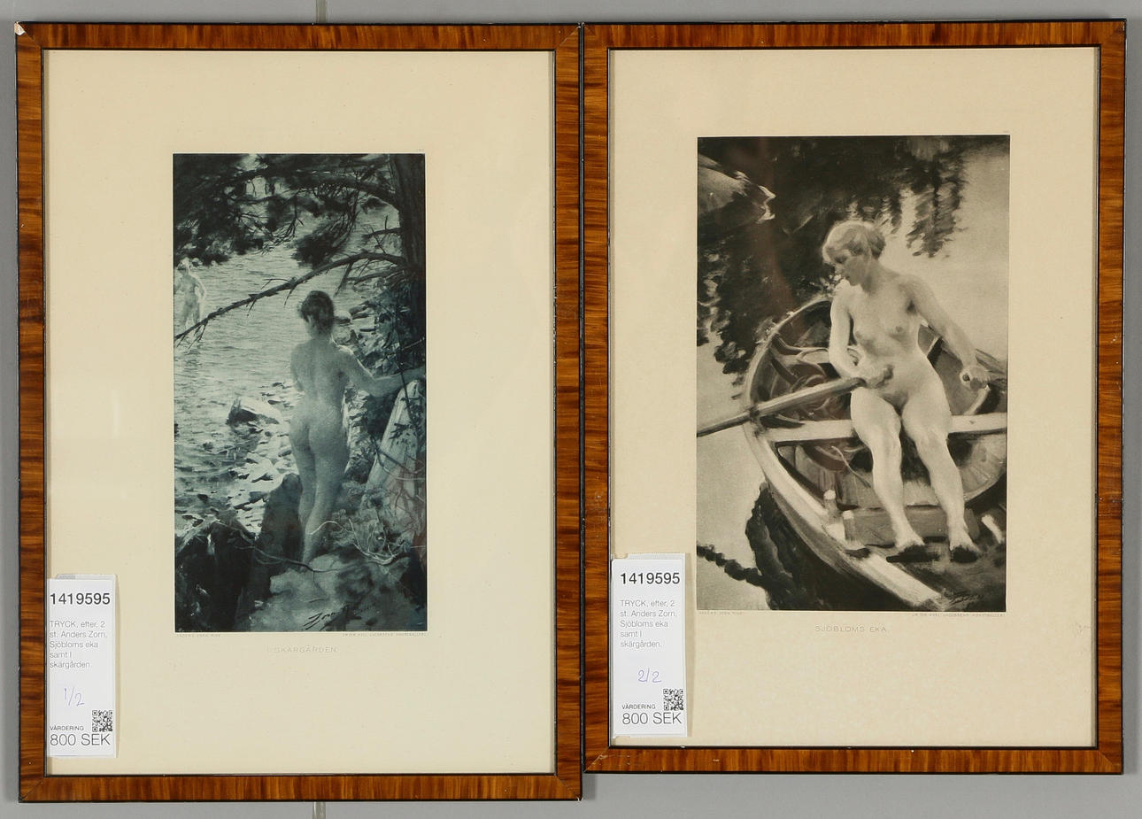 PRINT, after, 2 pcs. Anders Zorn, Sjöblom's echo and In the archipelago.