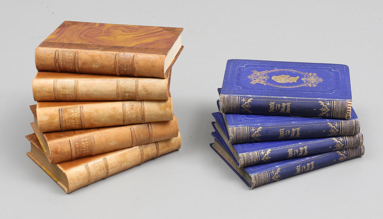 GUSTAF FRÖDING och ESAIAS TEGNÉR, 9 böcker, "Samlade skrifter".