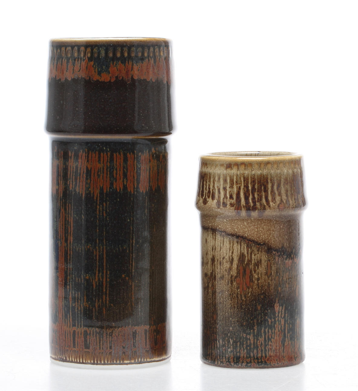 VASER, 2 st, keramik, sk Trossögods, Alf Jarnestad, Karlskrona Porslinfabrik.