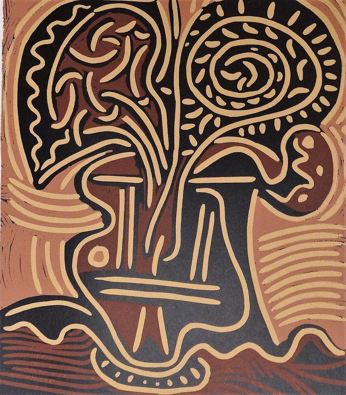 PABLO PICASSO. Flowers, Linolschnitt, 1962.