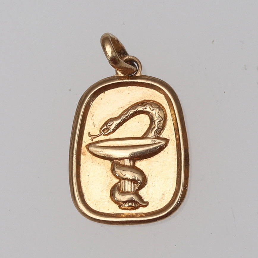 PENDANT, 18k gold, apothecary symbol.