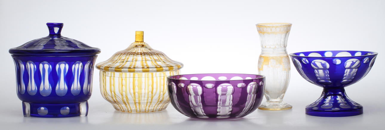 PARTI GLAS, 5 delar, bla lockskålar.