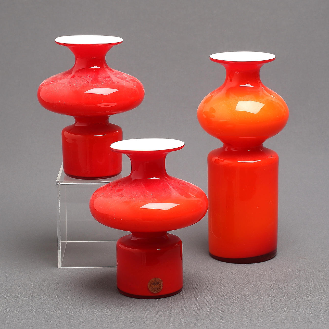 PER LÜTKEN. VASER, 3 stk, "Carnaby", Holmegaard, Danmark.