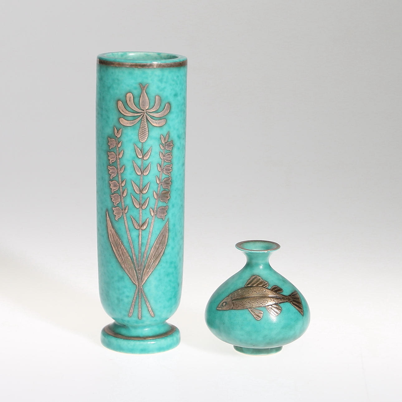VASER, 2 st, stengods, Wilhelm Kåge, Gustavsberg, 1900-talets mitt.