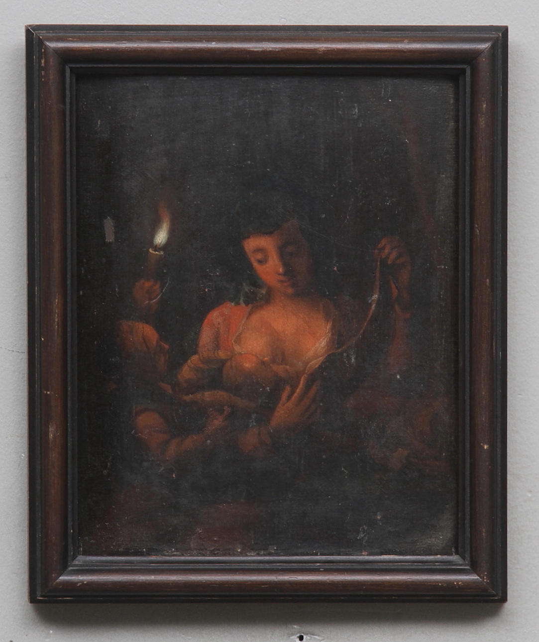 GODFRIED VAN SCHALCKEN. HANS ART. Mor med barn. Olja på pannå. Osignerad.