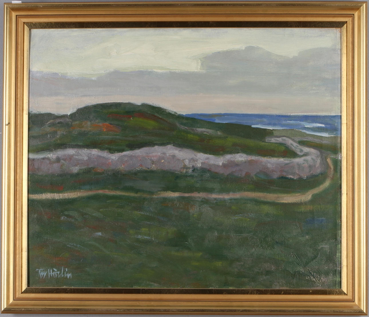 TOR HÖRLIN. Landskaps motiv vid kustremsa, olja på duk, signerad.