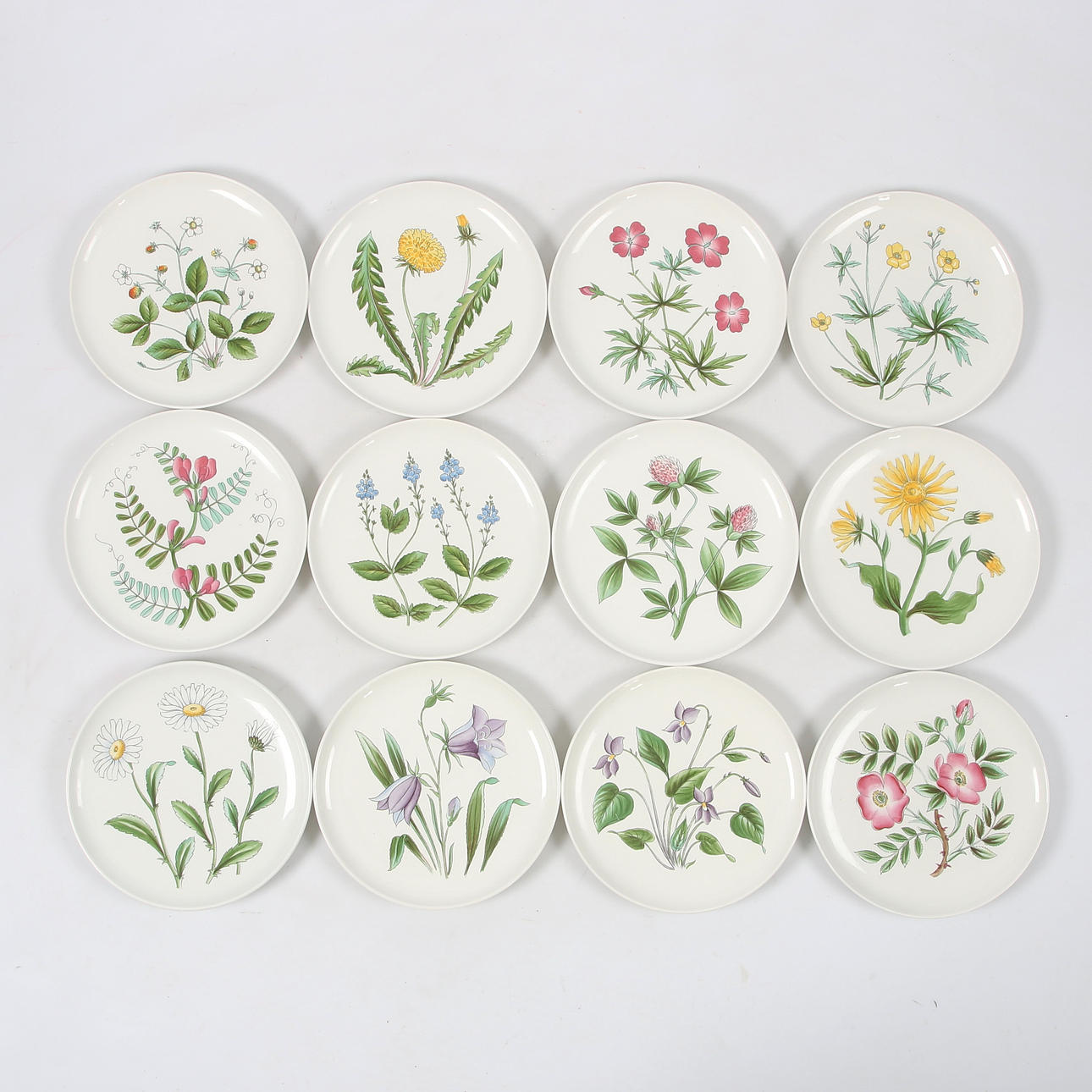 RÖRSTRAND, 12 delar, "Flora", Rörstrand, 1900-talets andra hälft.