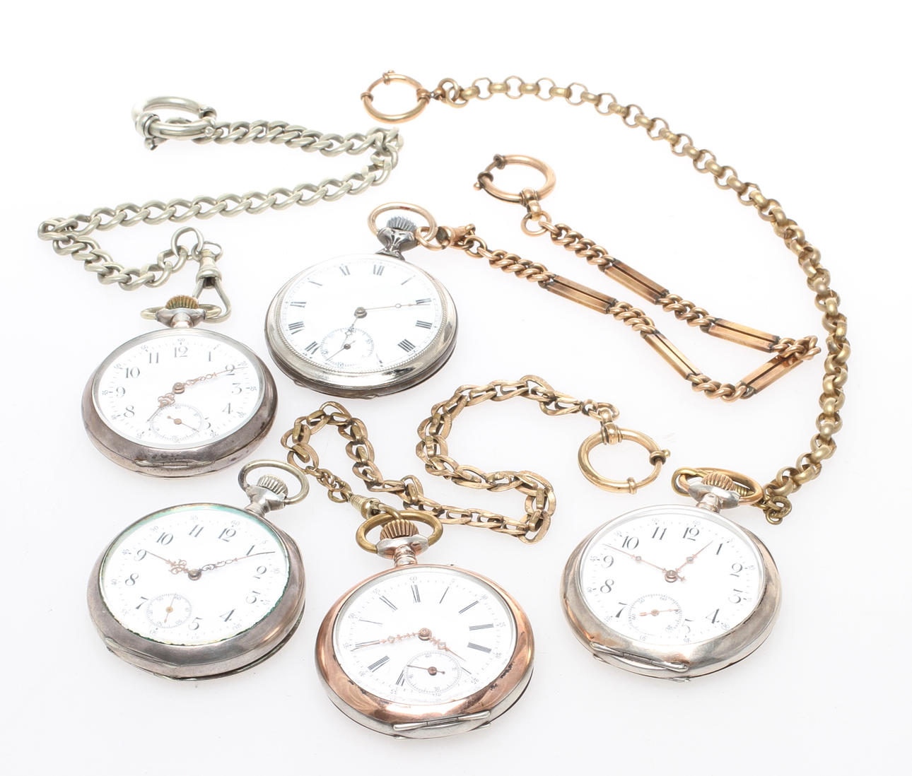 FICKUR, 5 st, boetter i silver. 1800/1900-tal.