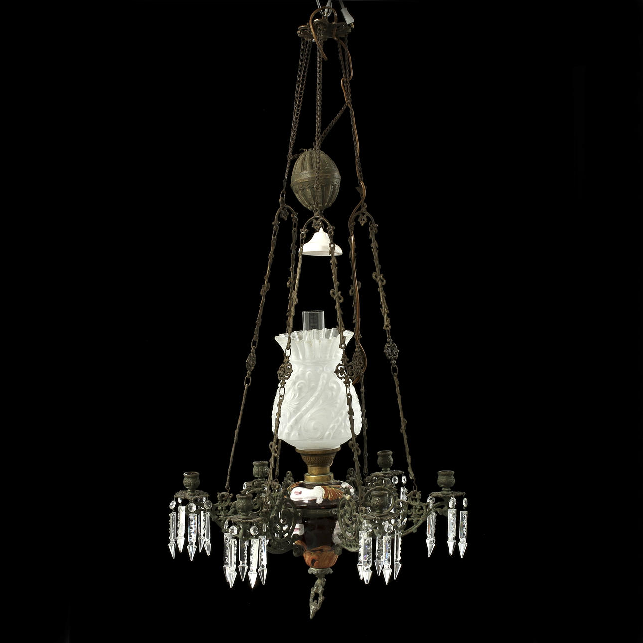 TAKLAMPA, majolika, 1800/1900-tal.