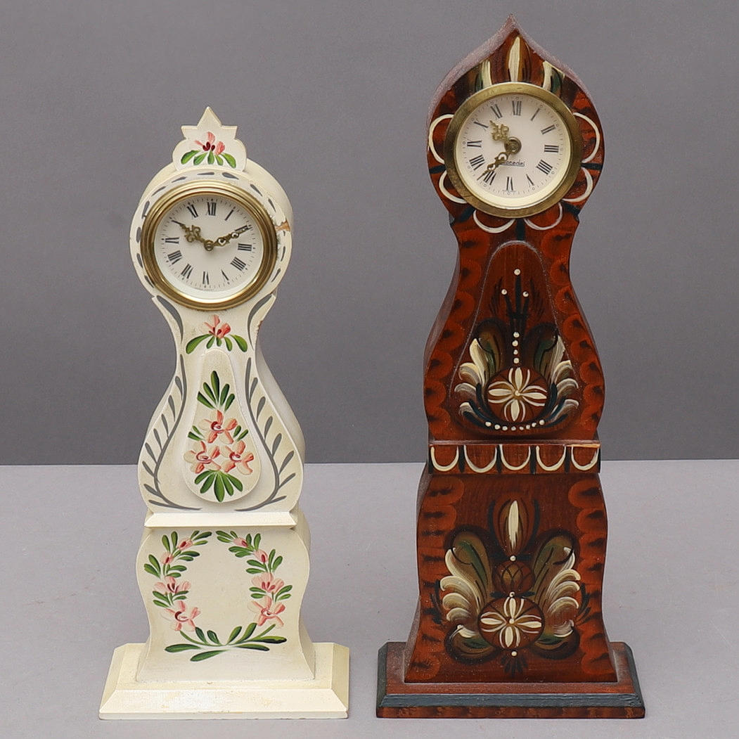 TABLE CLOCK, 2 pcs, floor clock in miniature, i.a. Dala Homework.