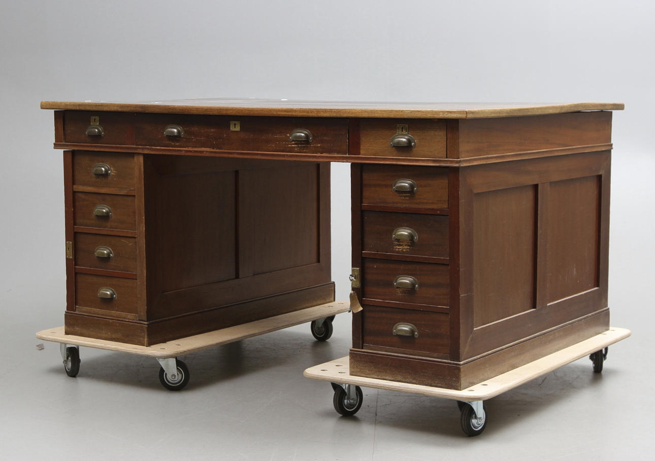 DUBBELSKRIVBORD, mahogny, 1900-tal.