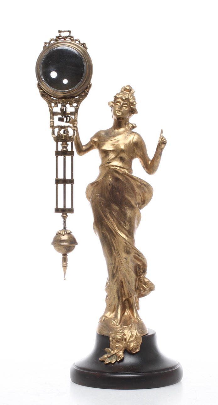 FICKURSSTÄLL, bronserad mässing och vitmetall, 1900-talets första hälft.