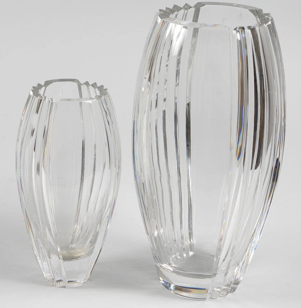 KRISTALLVASER, 2 stycken.