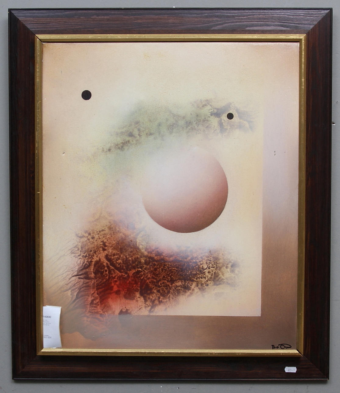 BO ÖRN. Komposition i gult. Olja på duk. Signerad.