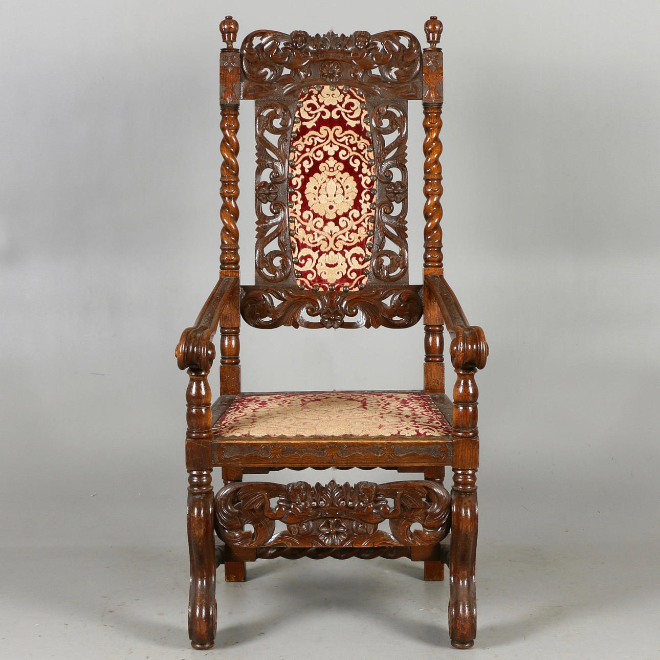 SILLÓN, roble, estilo barroco, siglo XIX.