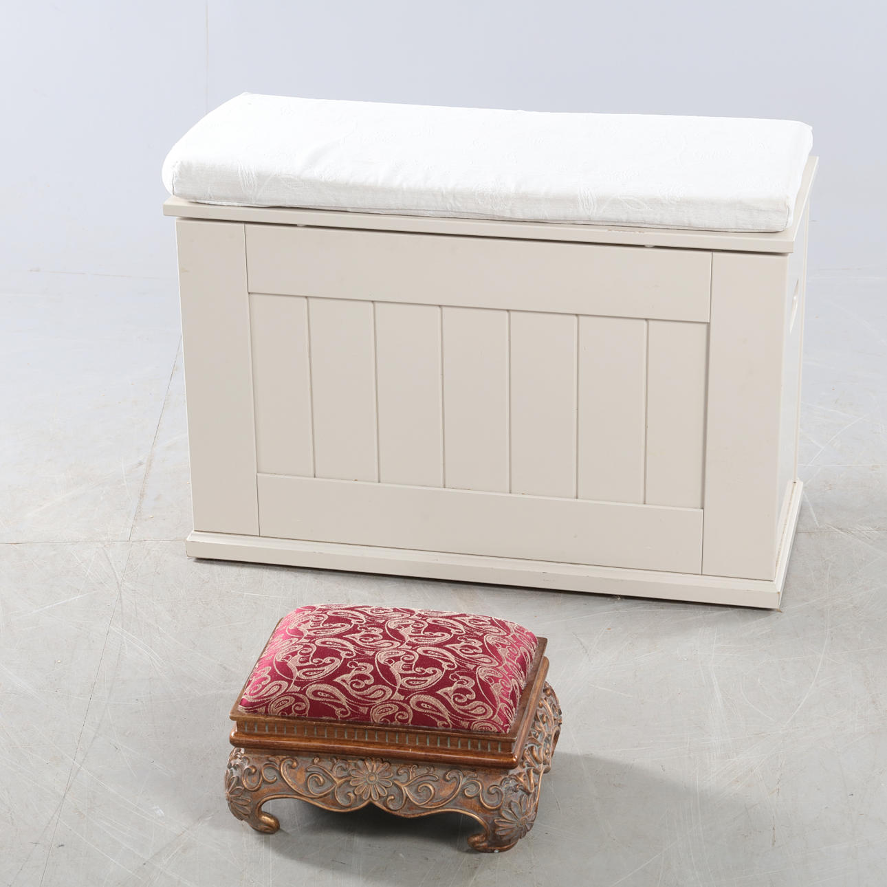 BENCH with storage and FOOTBALL, 1900s.