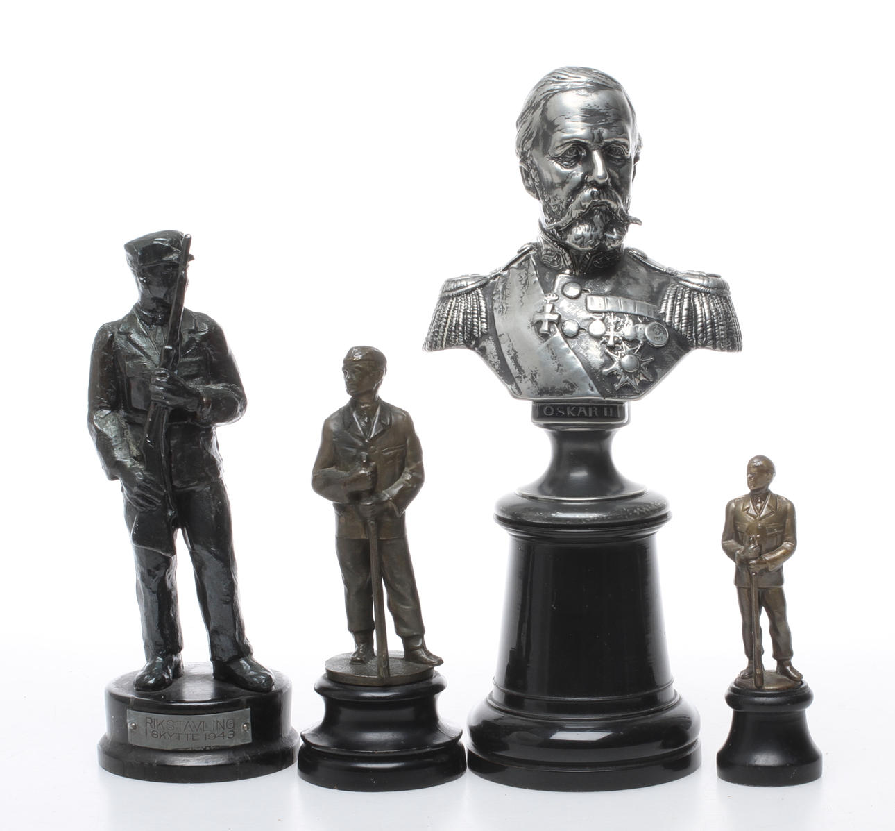 SKULPTURER, 4 st, metall, 1900-tal.