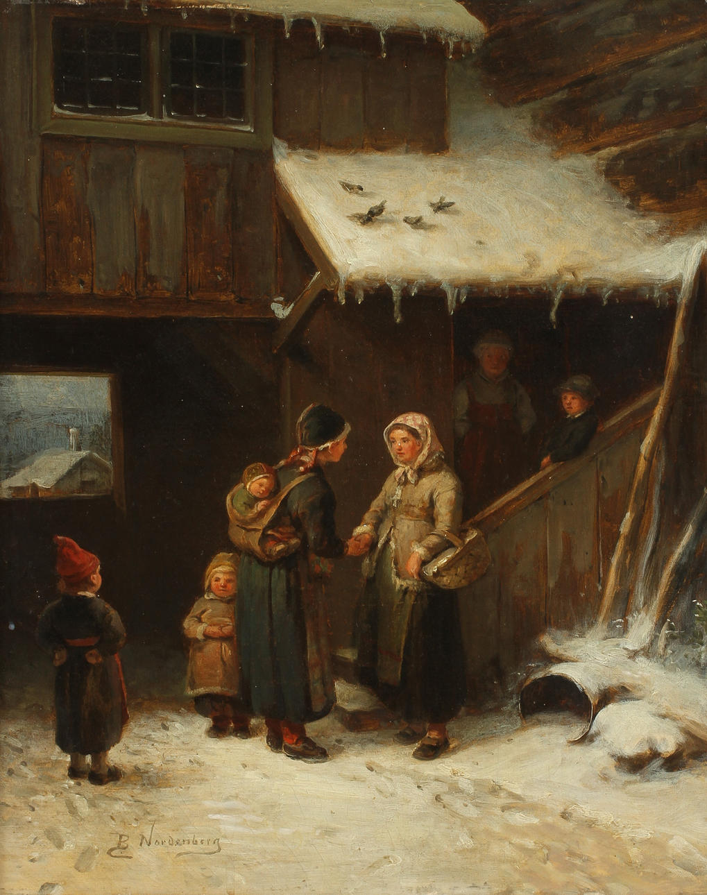 BENGT NORDENBERG (1822-1902). Mor i rättviksdräkt. Olja på duk.