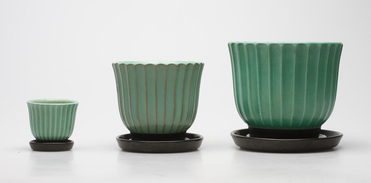 YTTERFODER, 3 st, "Tellus", Ewald Dahlskog, Bobergs fajansfabrik.