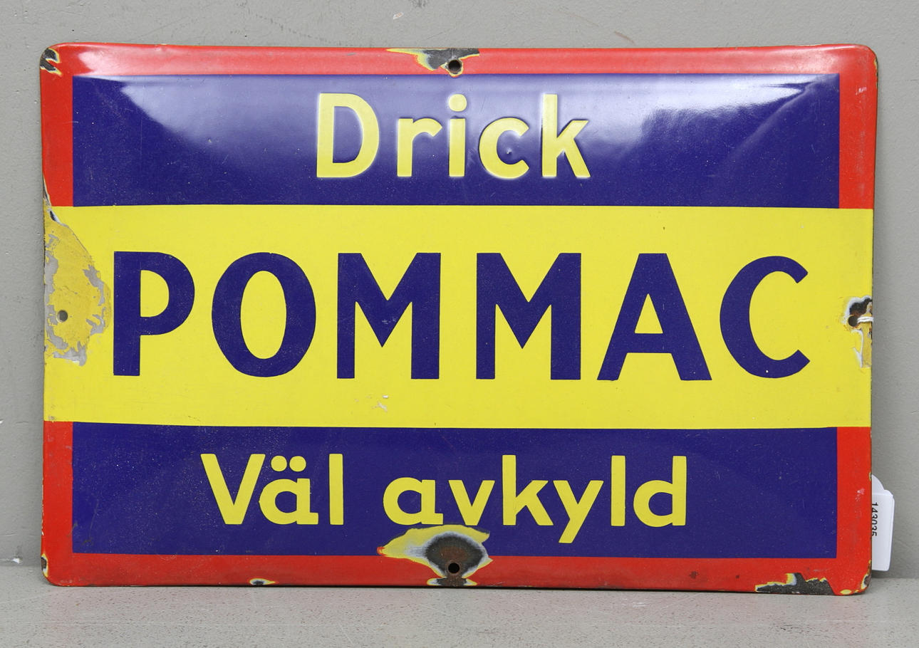 EMALJSKYLT, "Drick Pommac Väl avkyld", 1900-talets första hälft.
