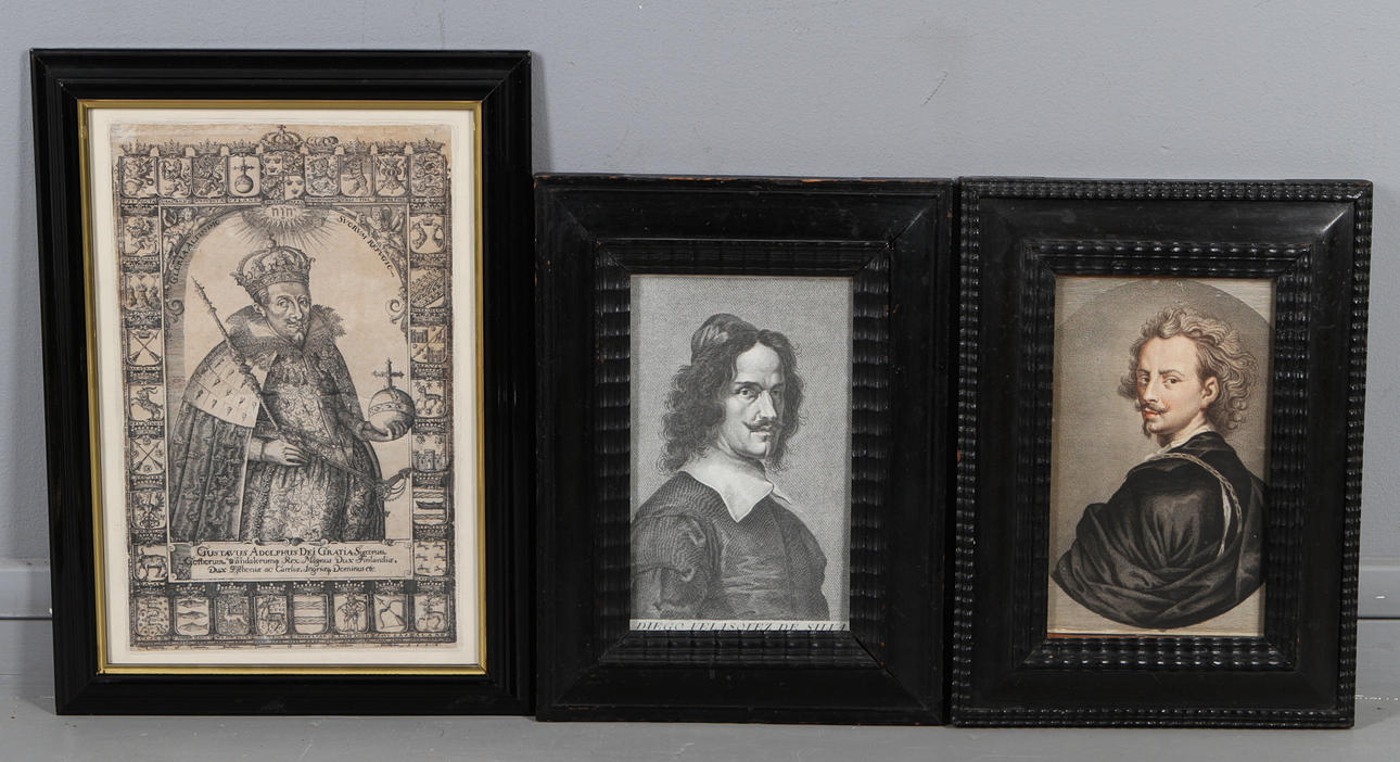 ÄLDRE GRAVYRER, 3 st, porträtt.