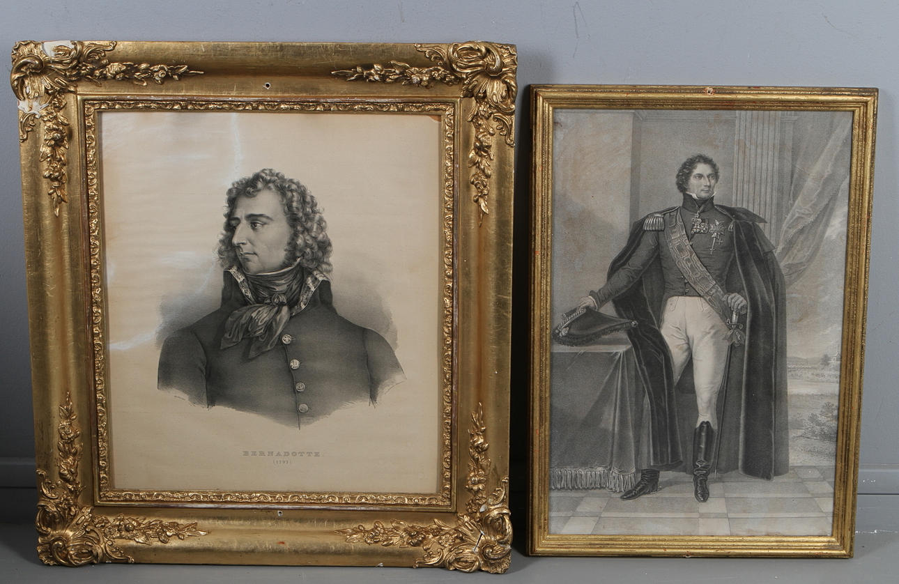 GRAFISKA BLAD 2 st, Jean Baptiste Berndaotte (Karl XIV Johan). 1800-tal.