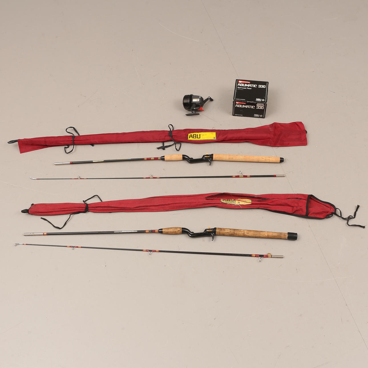 THROWING ROD, 2 pieces, ABU. FISHING REEL Abumatic 330 